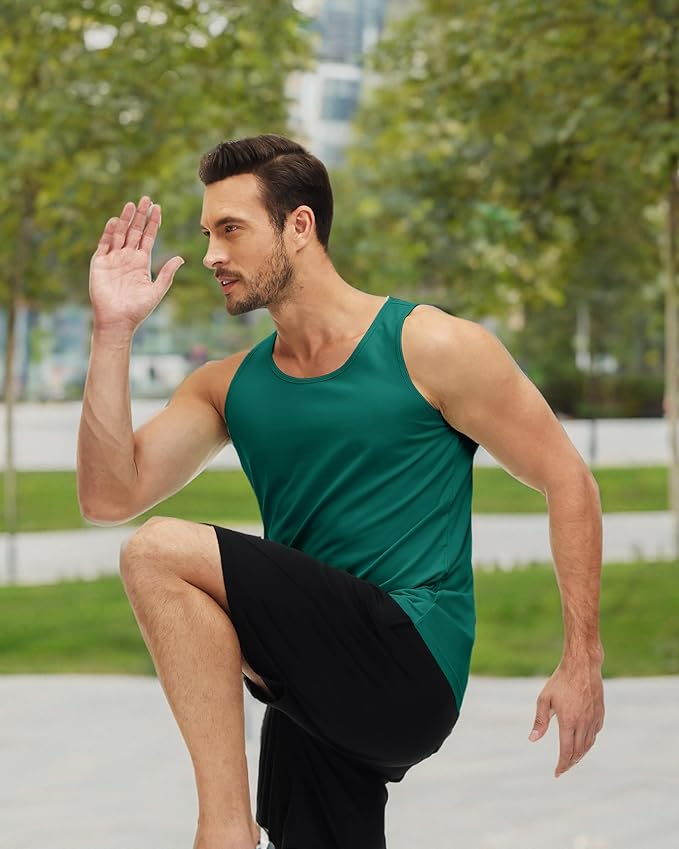 MAGCOMSEN Men's UPF 50+ Tank Top Quick Dry Summer Workout Muscle Sleeveless Shirts for Swim Beach Bodybuilding