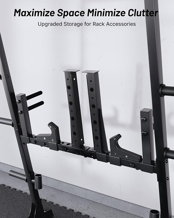 Mikolo Smith Machine, 2200lbs Squat Rack with LAT-Pull Down System & Cable Crossover Machine, Training Equipment with Leg Hold-Down Attachment