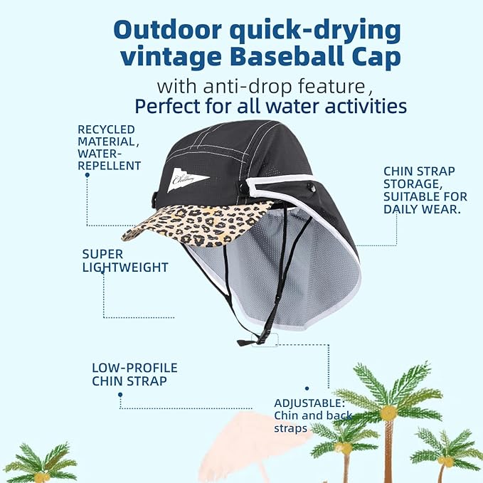 Vintage American-Style Sports Sunscreen Baseball Cap,Outdoor Camping Sunshade Waterproof and Non-Slip Surfing Hat Water Sport