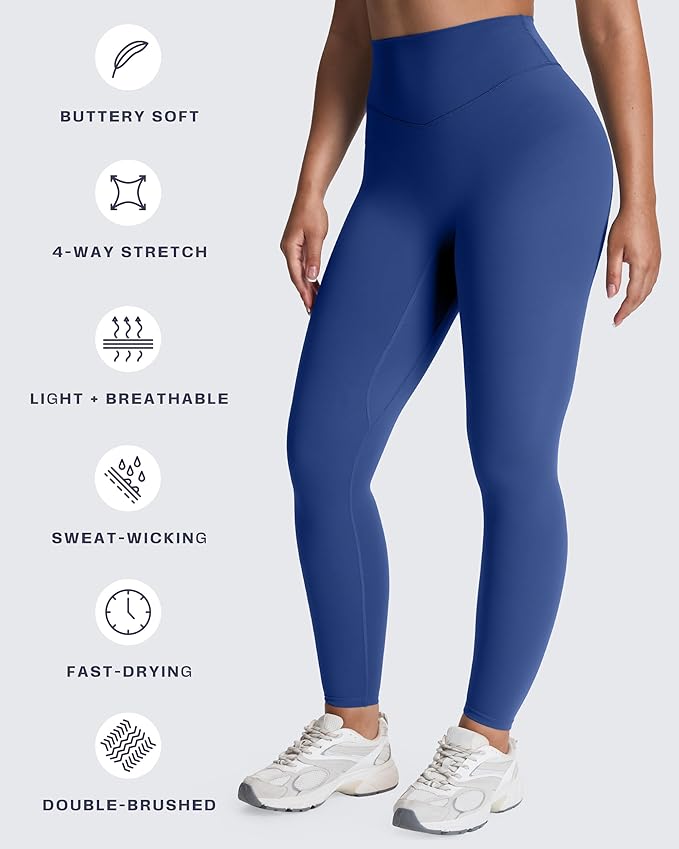 Aoxjox High Waisted Workout Leggings for Women Tummy Control Buttery Soft Yoga Metamorph Deep V Pants 26"