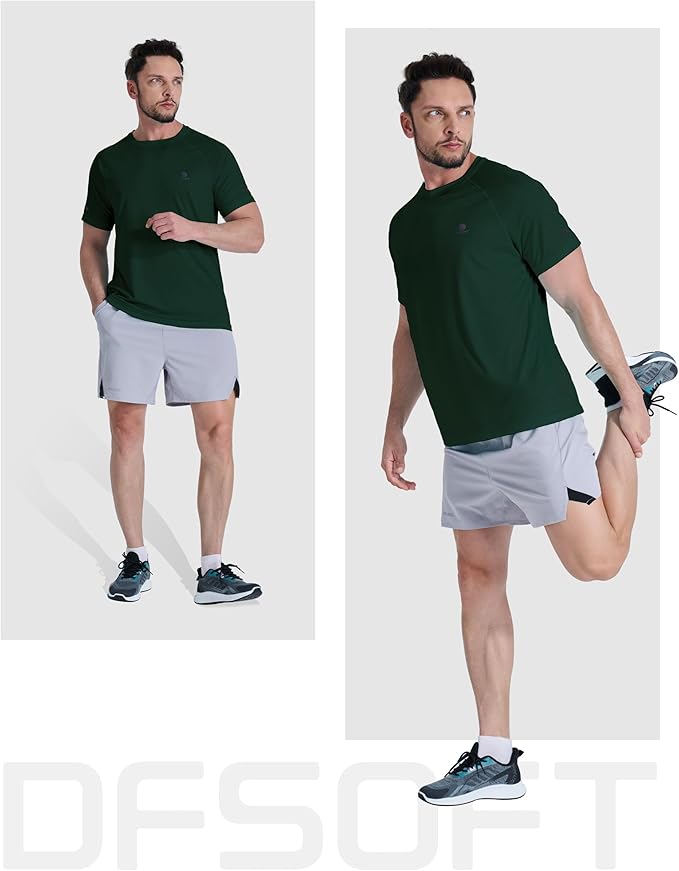 Men's Short Sleeve Workout Shirts Quick Dry Lightweight T-Shirts Gym Running Athletic Tshirt for Summer