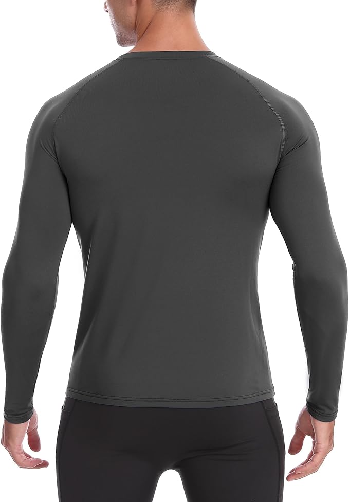 Mens Thermal Compression Shirts, Warm Long Sleeve Fleece Lined Tops Athletic Base Layer for Running Cold Weather