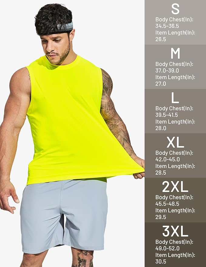 MIER Men's Workout Tank Tops UPF 50+ Swim Shirts Quick Dry Running Sleeveless UV Protection Muscle Tees