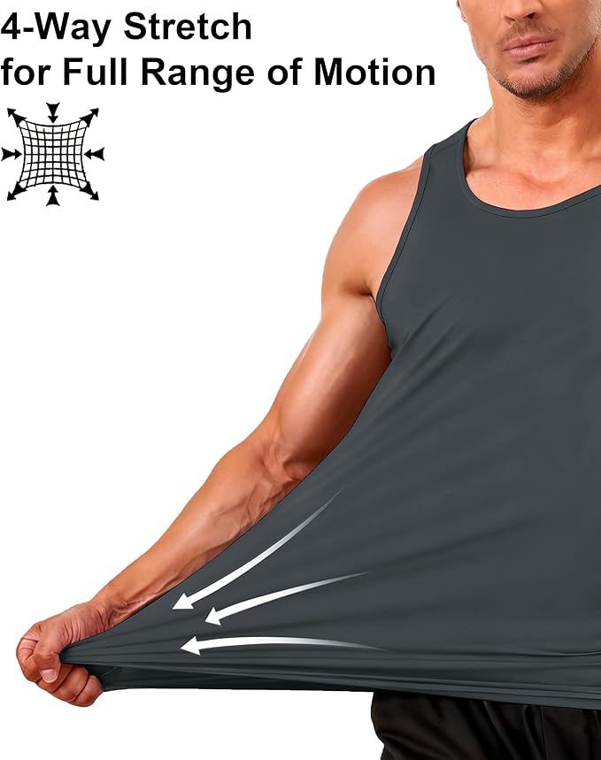 Boladeci Men's Tank Top Workout Athletic Quick Dry UPF 50+ Sun Protection Lightweight Summer Beach Gym Sleeveless Shirts