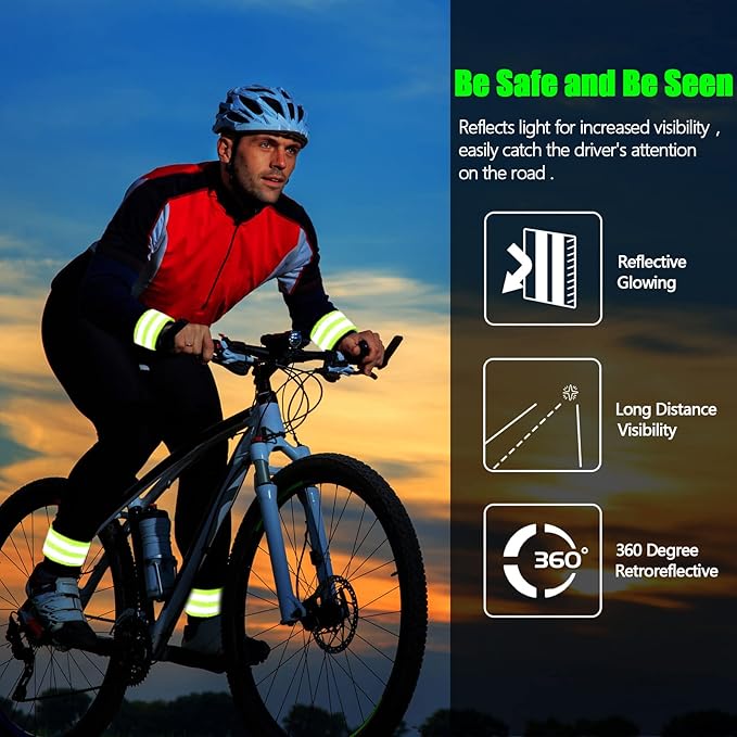 Saintrygo 6 Pcs Reflective Sash for Walking at Night Reflective Strap Arm Band High Visibility Belt Safety Ankle Strap for Visibility Vest Clothing Running Gear