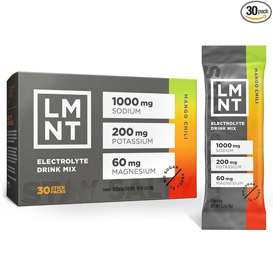 LMNT Zero Sugar Electrolytes - Mango Chili Salt | Drink Mix | 30 Count