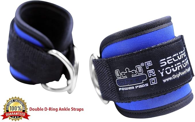 Ankle Straps for Cable Machines Double D-Ring Gym Adjustable Neoprene Premium Cuffs to Enhance Legs Abs & Glutes Kickbacks Workouts Leg Curls Extensions Booty Hip Abductors Exercise for Men & Women