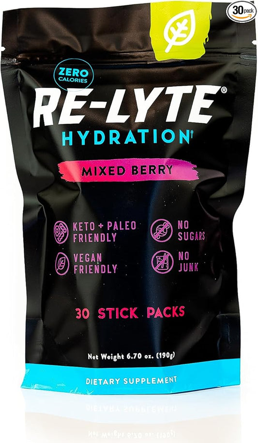 REDMOND Re-Lyte Hydration Electrolyte Powder Mix (Mixed Berry) 30 Stick Pack