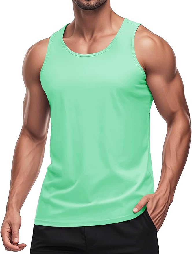 MAGCOMSEN Men's UPF 50+ Tank Top Quick Dry Summer Workout Muscle Sleeveless Shirts for Swim Beach Bodybuilding