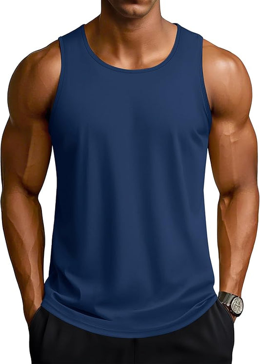 TACVASEN Men's Workout Tank Tops Sleeveless UPF 50+ Summer Sun Shirts Quick Dry for Running Swim Gym Beach