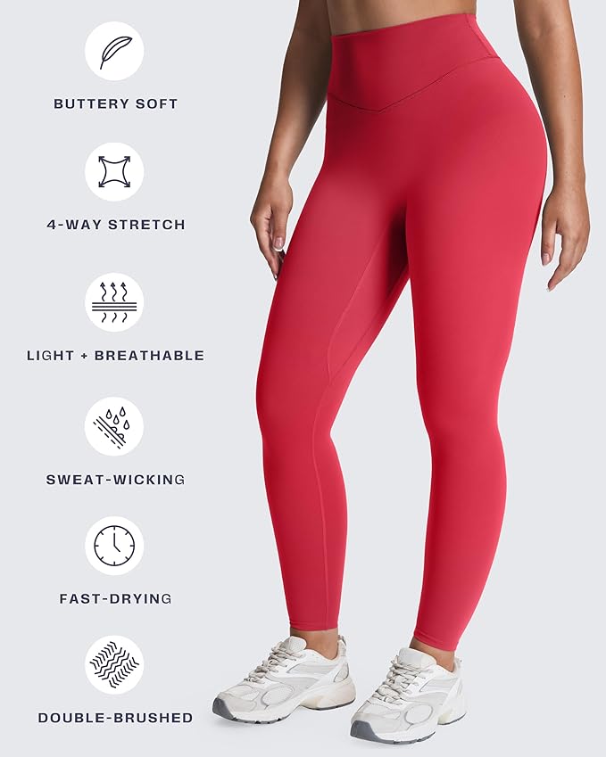 Aoxjox High Waisted Workout Leggings for Women Tummy Control Buttery Soft Yoga Metamorph Deep V Pants 26"