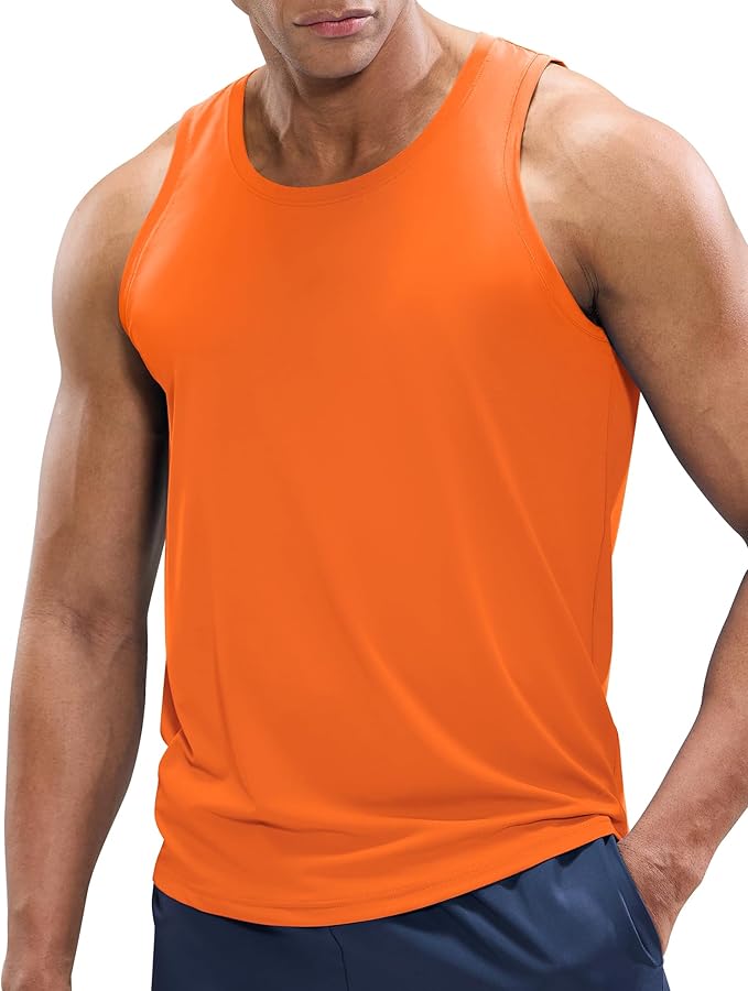MIER Men's Tank Tops Workout Sleeveless Tee Shirts Muscle Athletic Gym Running Beach Tanks for Men, Quick Dry