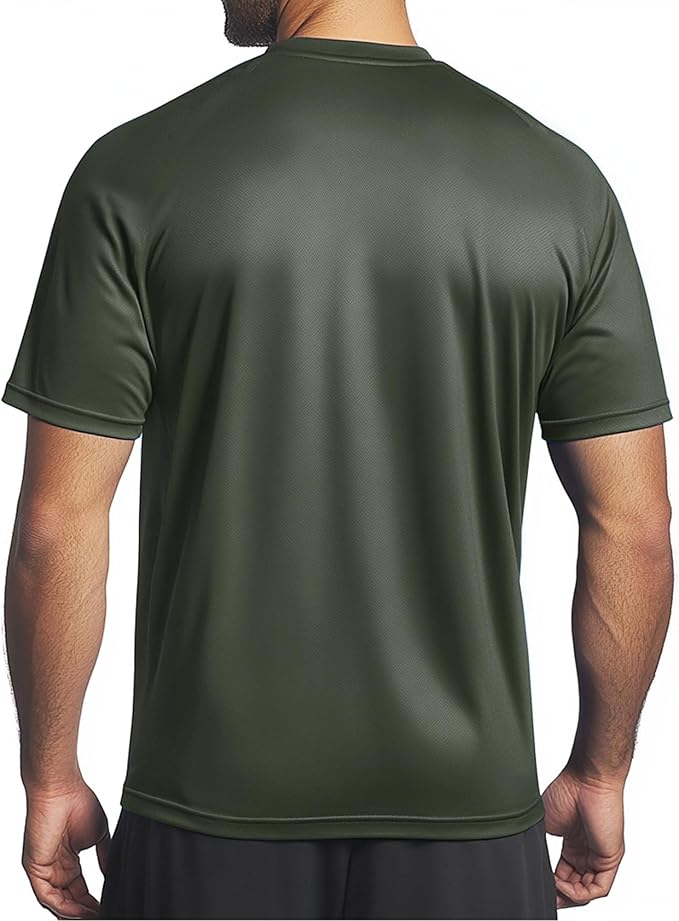 Instant Cooling Quick Dry Workout T-Shirt Men Coolmax Moisture Wicking Performance Crew Neck Running Comfort Tee