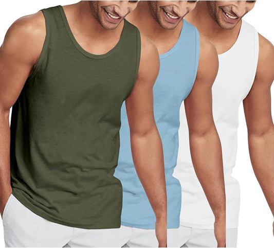Hat and Beyond Mens Tank Top Soft Performance Boxing Gym Shirts Plain Muscle Tee