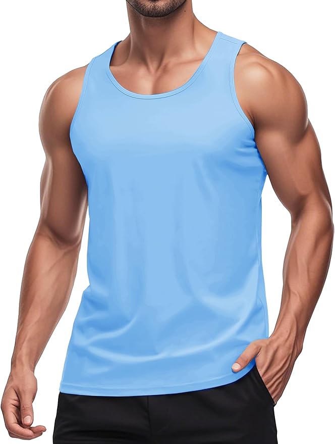 MAGCOMSEN Men's UPF 50+ Tank Top Quick Dry Summer Workout Muscle Sleeveless Shirts for Swim Beach Bodybuilding