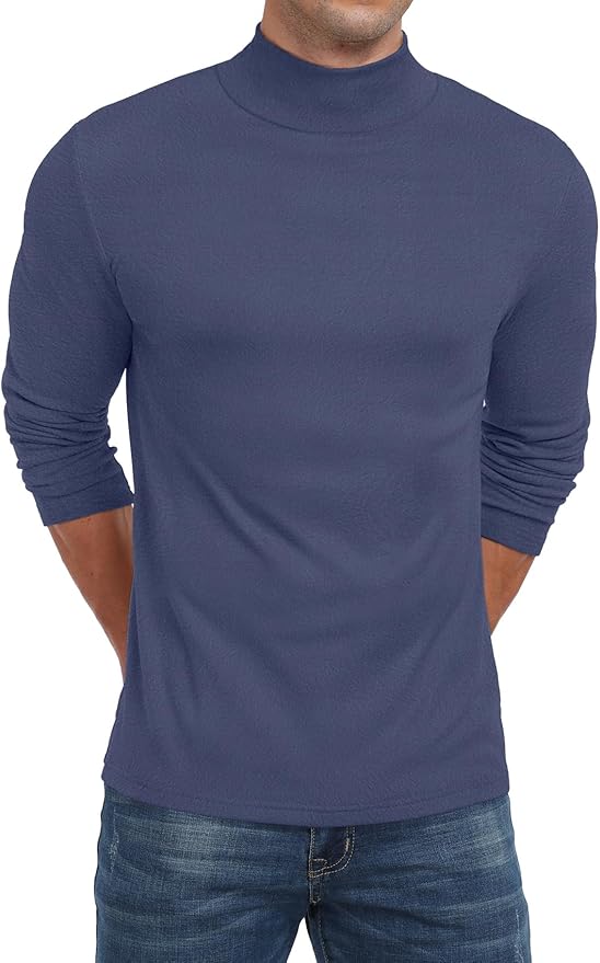 Sailwind Men's Mock Turtleneck Long Sleeve T Shirts Basic Slim Fit Pullover Sweater Thermal Lightweight Tees