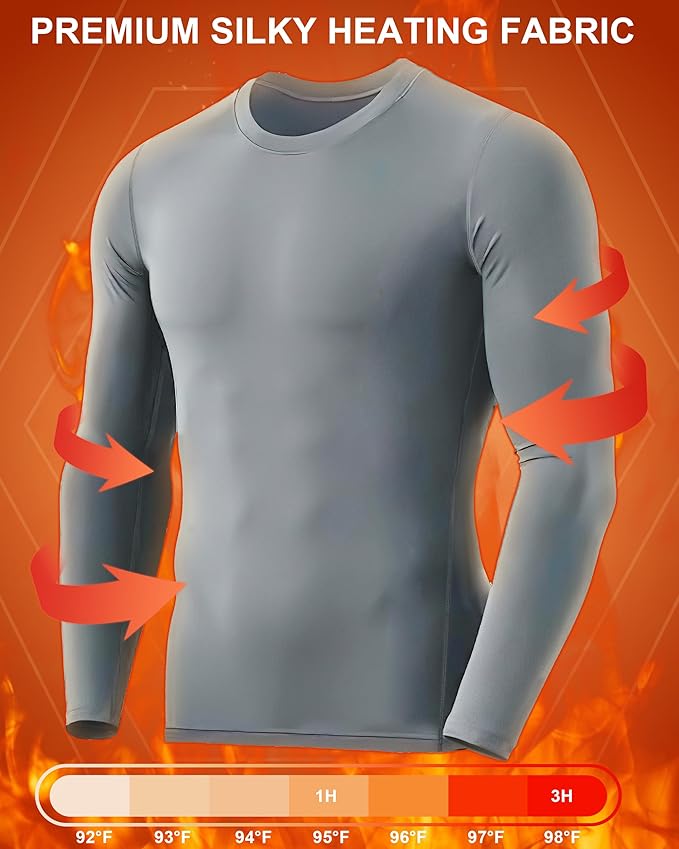 Men's Thermal Compression Shirts, Long Sleeve Fleece Lined Base Layer, Cold Weather Gear Athletic Undershirt Top