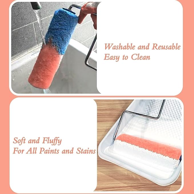 King Origin Paint Roller Covers, 12 Pack, 9 Inch Paint Roller, 3/8 Nap High Dense Roller Covers for Smooth and Textured Rough Surfaces