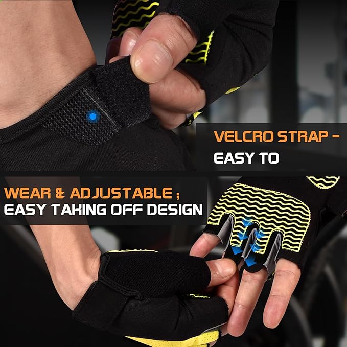Sunnex Gym Gloves - Fingerless, Breathable Workout Gloves for Weightlifting, Cycling & More