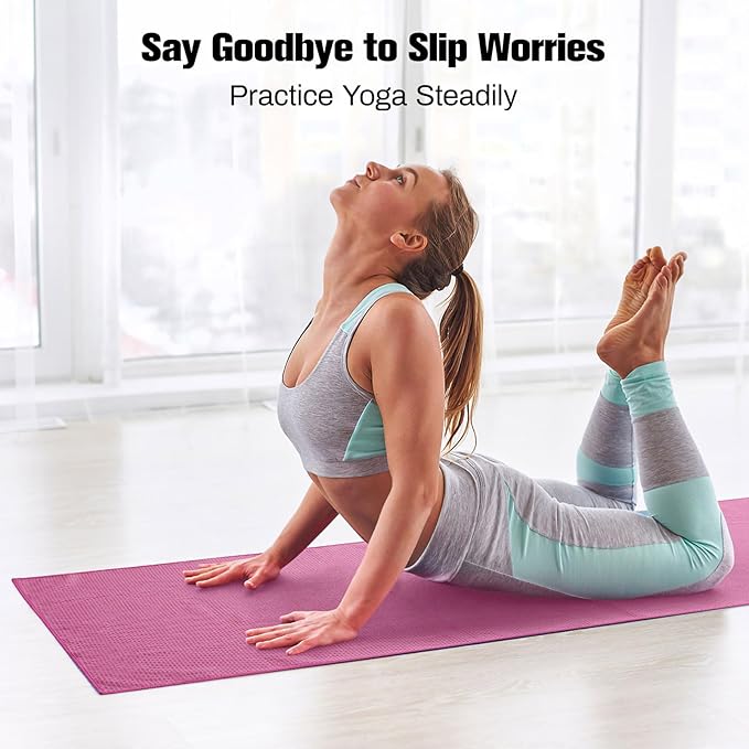 MoKo Hot Yoga Towel, Non-Slip Yoga Mat Towel with Grip Dots, 74.4"×27.3" Yoga Mat Cover for Pilates, Fitness, Meditation