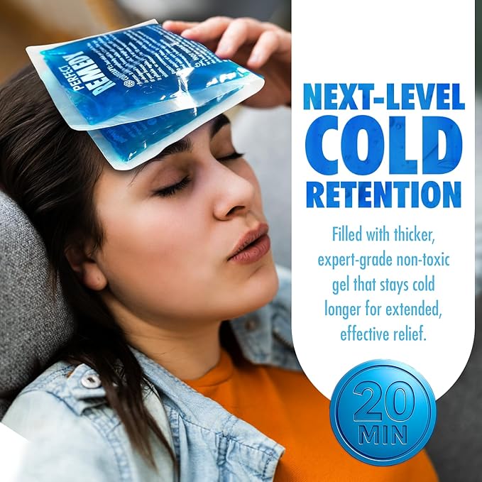 Perfect Remedy 2-Pack Gel Ice Packs for Injuries Reusable, Hot & Cold Pack That’s Durable, Soft & Flexible, Fast Relief & Recovery (Blue, Reg 2PK)