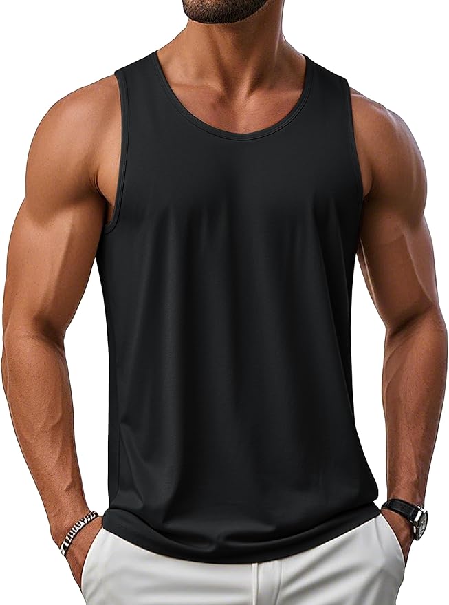 MAGCOMSEN Men's UPF 50+ Tank Top Gym Workout Sleeveless Muscle Shirts Sun Protection Cut Off Shirts Summer Sleeveless T Shirt