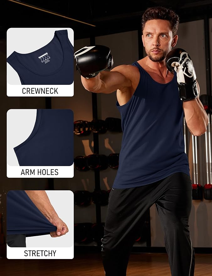 MAGCOMSEN Mens Workout Tank Tops Undershirt Cotton Muscle Athletic Sleeveless Shirts for Gym