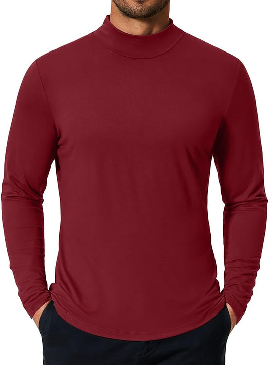 COOFANDY Mens Mock Turtleneck T-Shirts Long Sleeve Solid Color Tees Shirts Basic Casual Slim Fit Pullover T Shirts