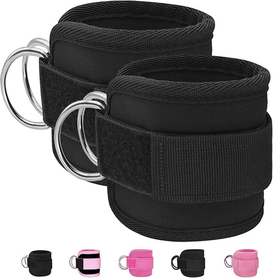 Fitness Ankle Straps for Cable Machine, Kickbacks Glute Workouts, Lower Body Exercises, Adjustable Leg Straps with Neoprene Padding Men Women