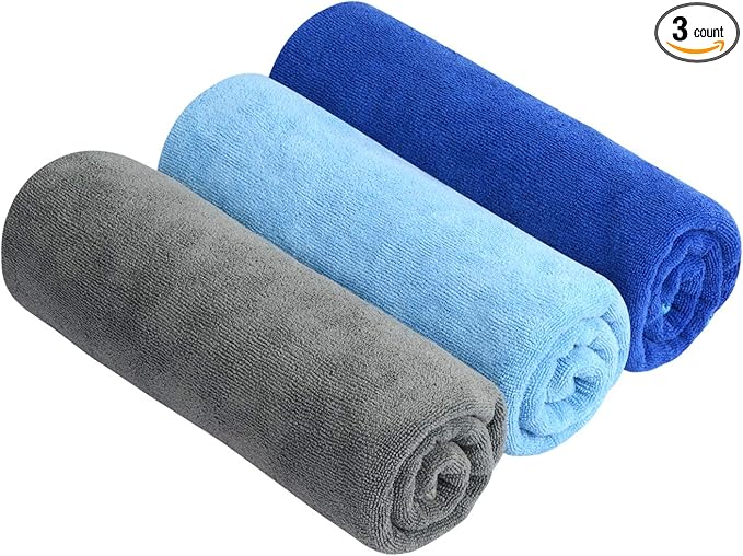 SINLAND Microfiber Gym Towels Sports Fitness Workout Sweat Towel Super Soft and Absorbent 3 Pack 16 Inch X 32 Inch