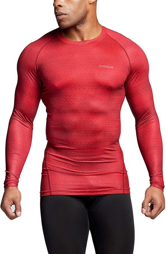 TSLA Men's UPF 50+ Compression Shirts, Cool Dry Long Sleeve Athletic Tops, Sports Baselayer Workout Shirt