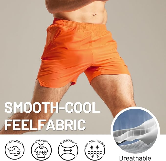 MIER Men's Workout Running Shorts Quick Dry Active 5 Inches Shorts with Pockets, Lightweight, Breathable
