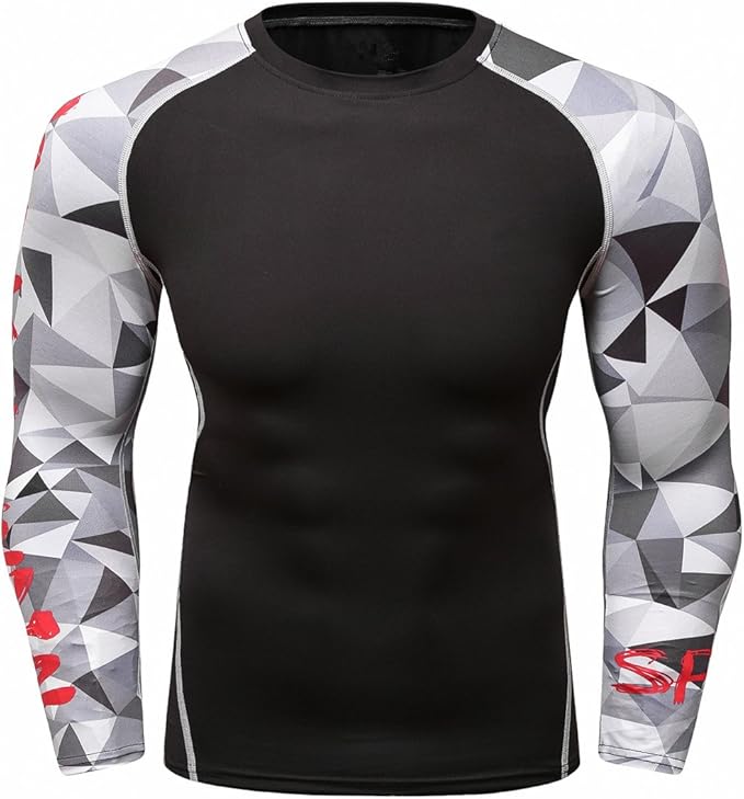 Men's Soft Slim Long Sleeve Dry-Fit Compression Gym Trainning Shirt
