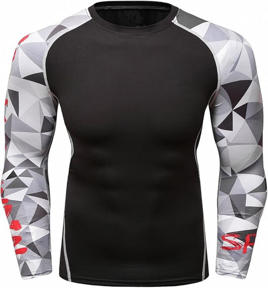 Men's Soft Slim Long Sleeve Dry-Fit Compression Gym Trainning Shirt
