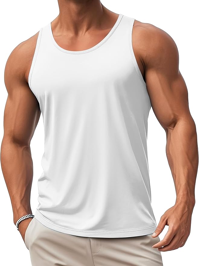 MAGCOMSEN Mens Workout Tank Tops Undershirt Cotton Muscle Athletic Sleeveless Shirts for Gym