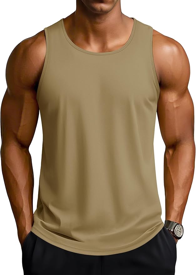 TACVASEN Men's Workout Tank Tops Sleeveless UPF 50+ Summer Sun Shirts Quick Dry for Running Swim Gym Beach