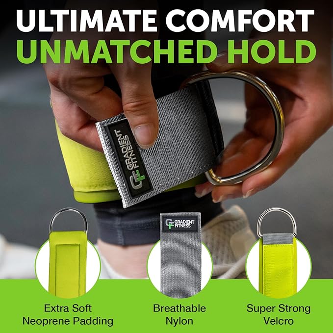 Gradient Fitness Ankle Straps (2 Pack) | Ankle Strap for Cable Machine, Ankle Bands for Working Out, Cable Ankle Strap
