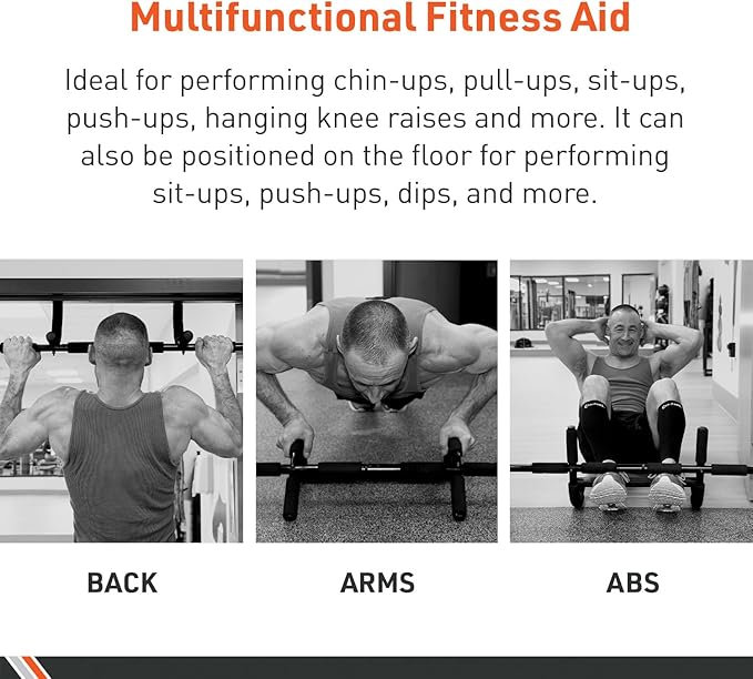 Body Sport 3-in-1 Pull-Up Bar for Doorway, Upper Body Fitness Workout Bar – 300 lb. Max Limit, Multi-Grip Exercise Bar – Portable Fitness Trainer for Home Gym