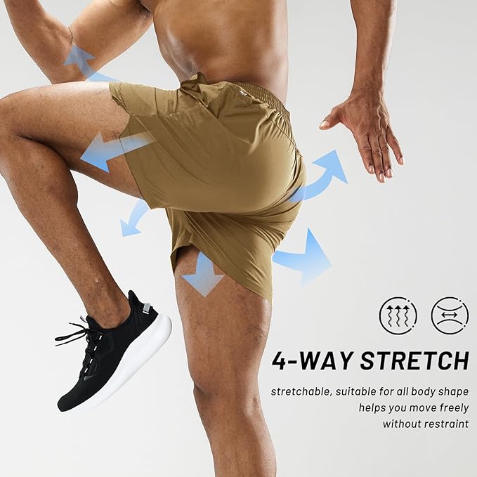 MIER Men's Workout Running Shorts Quick Dry Active 5 Inches Shorts with Pockets, Lightweight, Breathable