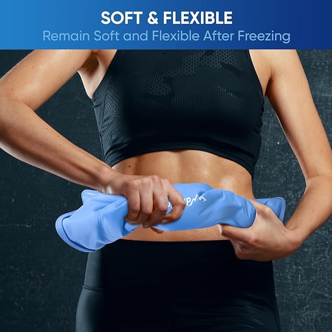 APEXUP Gel Ice Packs for Injuries Reusable, Flexible Double Sided Cold Packs for Injuries, Ice Pack for Knee, Shoulder, Back, Hip, Leg, Arm (Blue, L, 2PK)