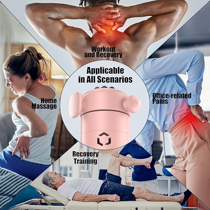 Massage Gun, Deep Tissue Back Massage for Athletes for Pain Relief, Percussion Massager with 3 Massages Heads & 7,000 RPM Brushless Motor, Gifts for Muscle, Pink