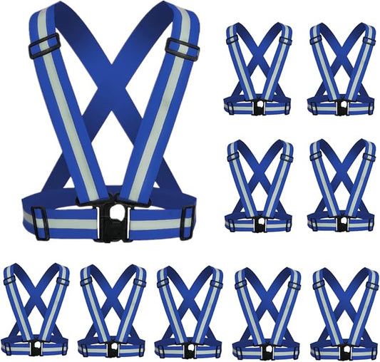 Reflective Running Vest 2-10 Pack, High Visibility Reflective Gear Night Cycling Safety Vest Strap for Men Women Kids