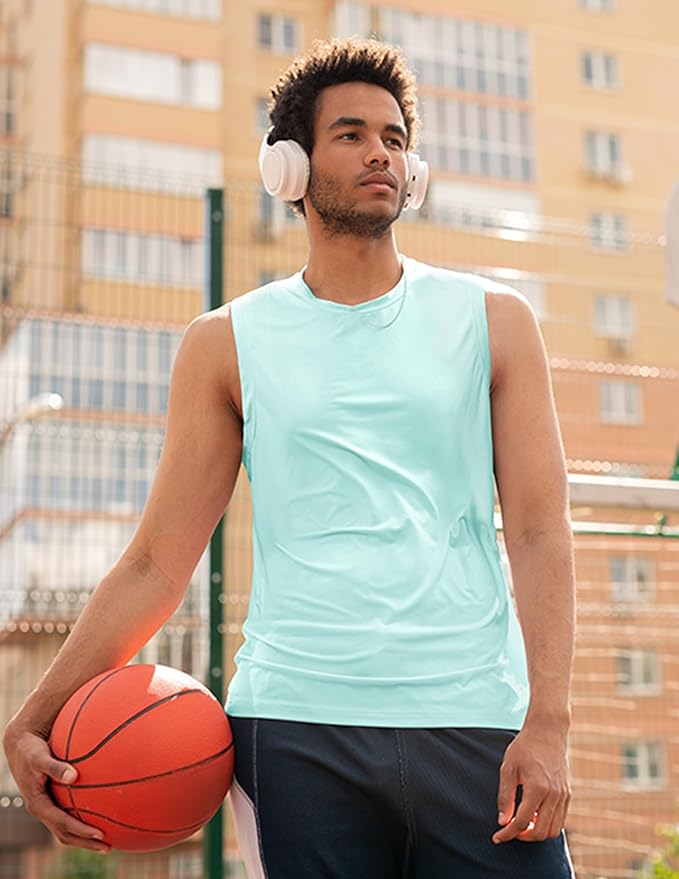 MIER Men's Workout Tank Tops UPF 50+ Swim Shirts Quick Dry Running Sleeveless UV Protection Muscle Tees