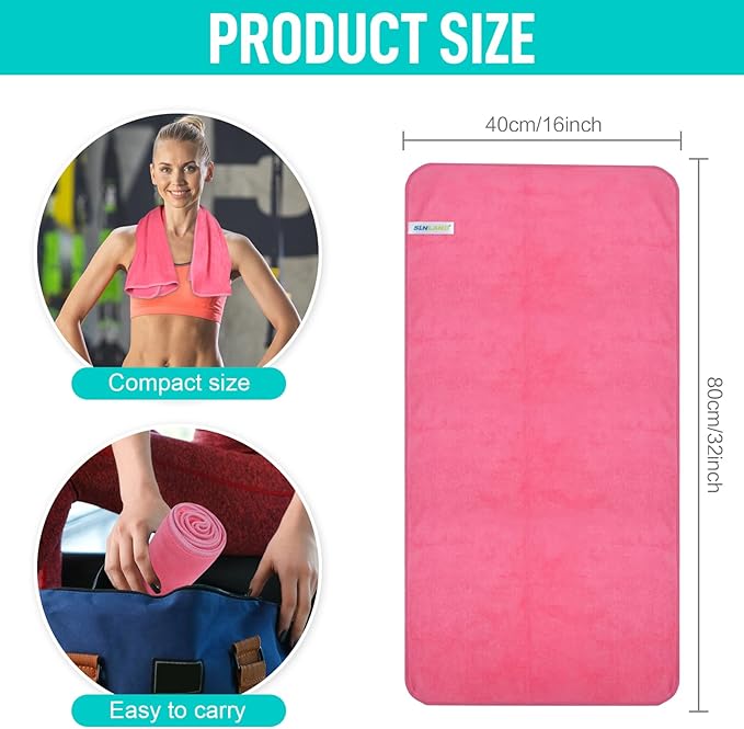SINLAND Microfiber Gym Towels Sports Fitness Workout Sweat Towel Super Soft and Absorbent 3 Pack 16 Inch X 32 Inch