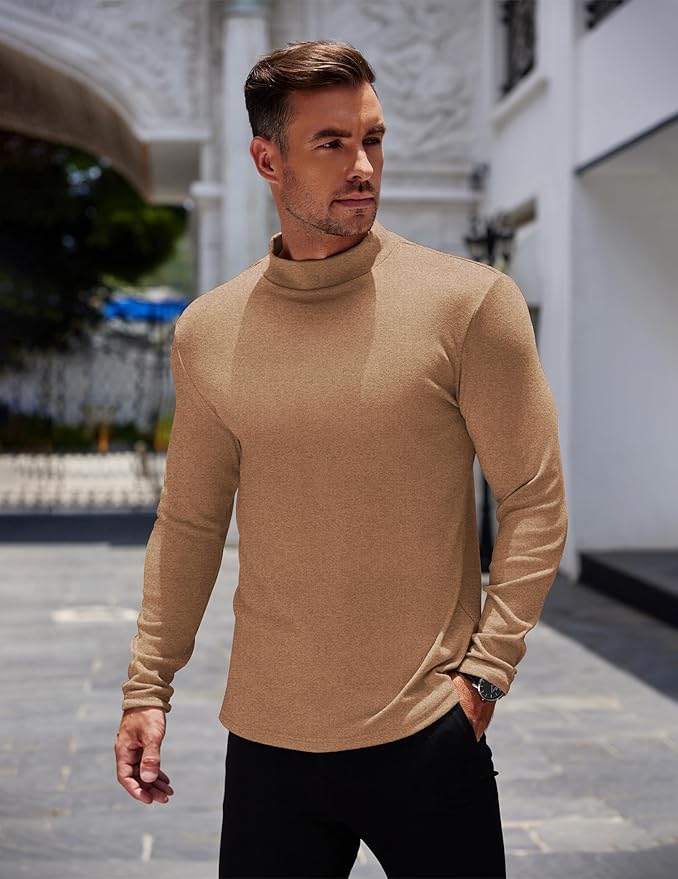 COOFANDY Mens Mock Turtleneck Long Sleeve Shirts Basic Thermal Turtle Neck Undershirt Lightweight Pullover Sweaters Top