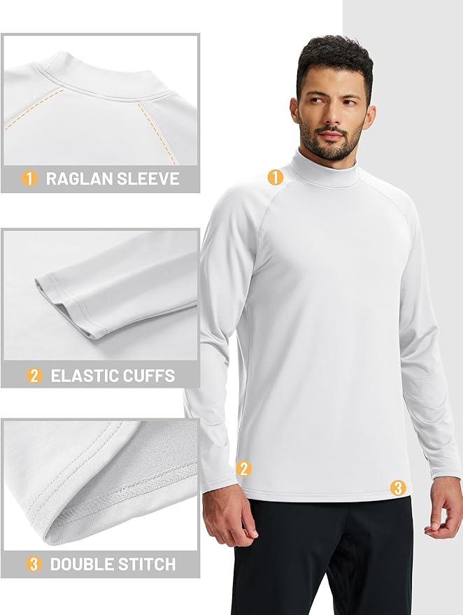 TACVASEN Mens Thermal Fleece Shirt Mock Turtle Neck Base Layer Long Sleeve Athletic Warm Undershirt Winter Running Tops