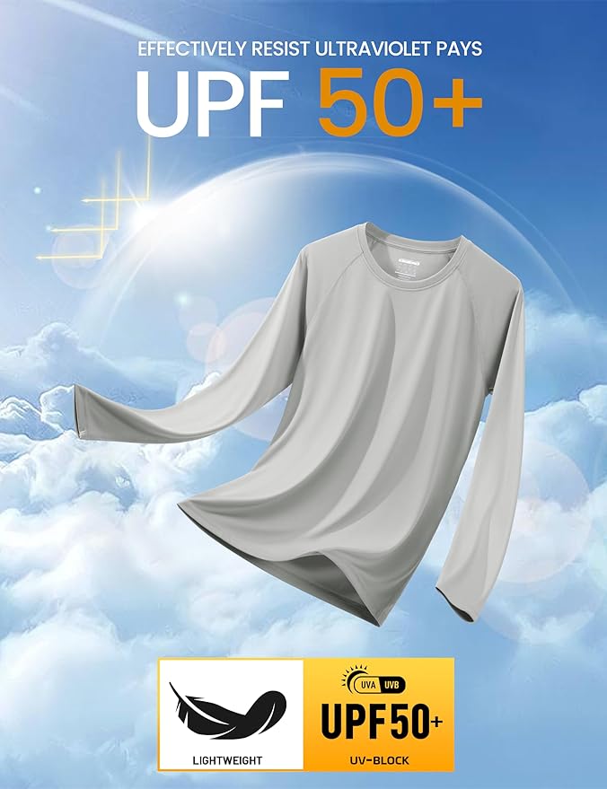 MAGCOMSEN Men's Long Sleeve Shirts UPF 50+ UV Sun Protection Athletic Shirts for Hiking Running Workout Rash Guard