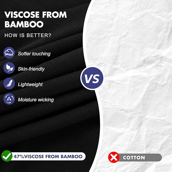 BAMBOO COOL Men's Undershirt Moisture-Wicking T-Shirts Stretch Crewneck Soft Tees for Men,3 Pack