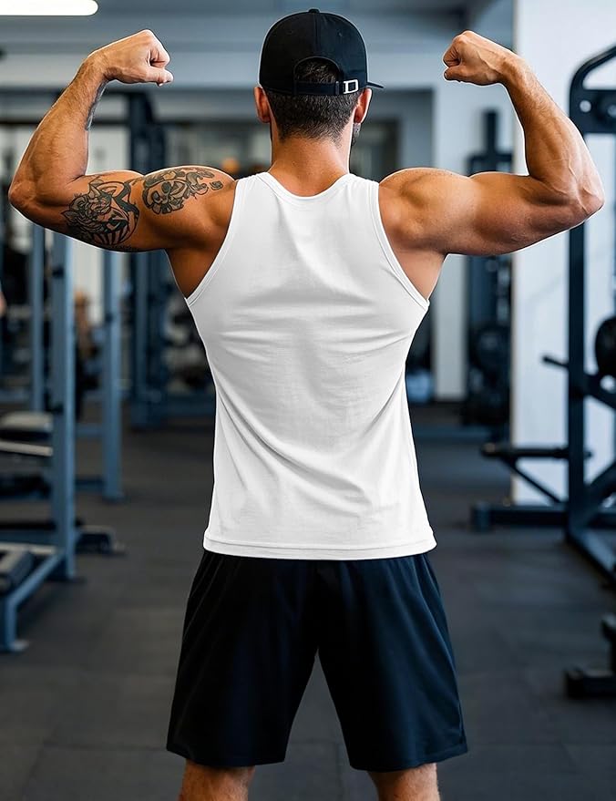 MAGCOMSEN Mens Workout Tank Tops Undershirt Cotton Muscle Athletic Sleeveless Shirts for Gym