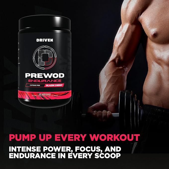 Driven PREWOD Caffeine-Free Pre-Workout – 25 Servings – Stimulant-Free Supplement with Beta-Alanine, Citrulline & Electrolyte Support – Focus, Endurance & Strength for High-Intensity Training